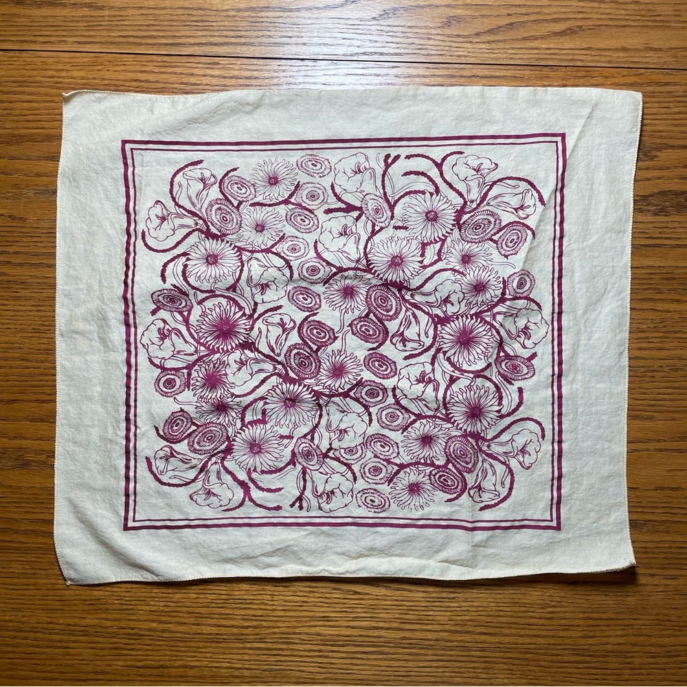 100% cotton bandana aubergine and cream floral print